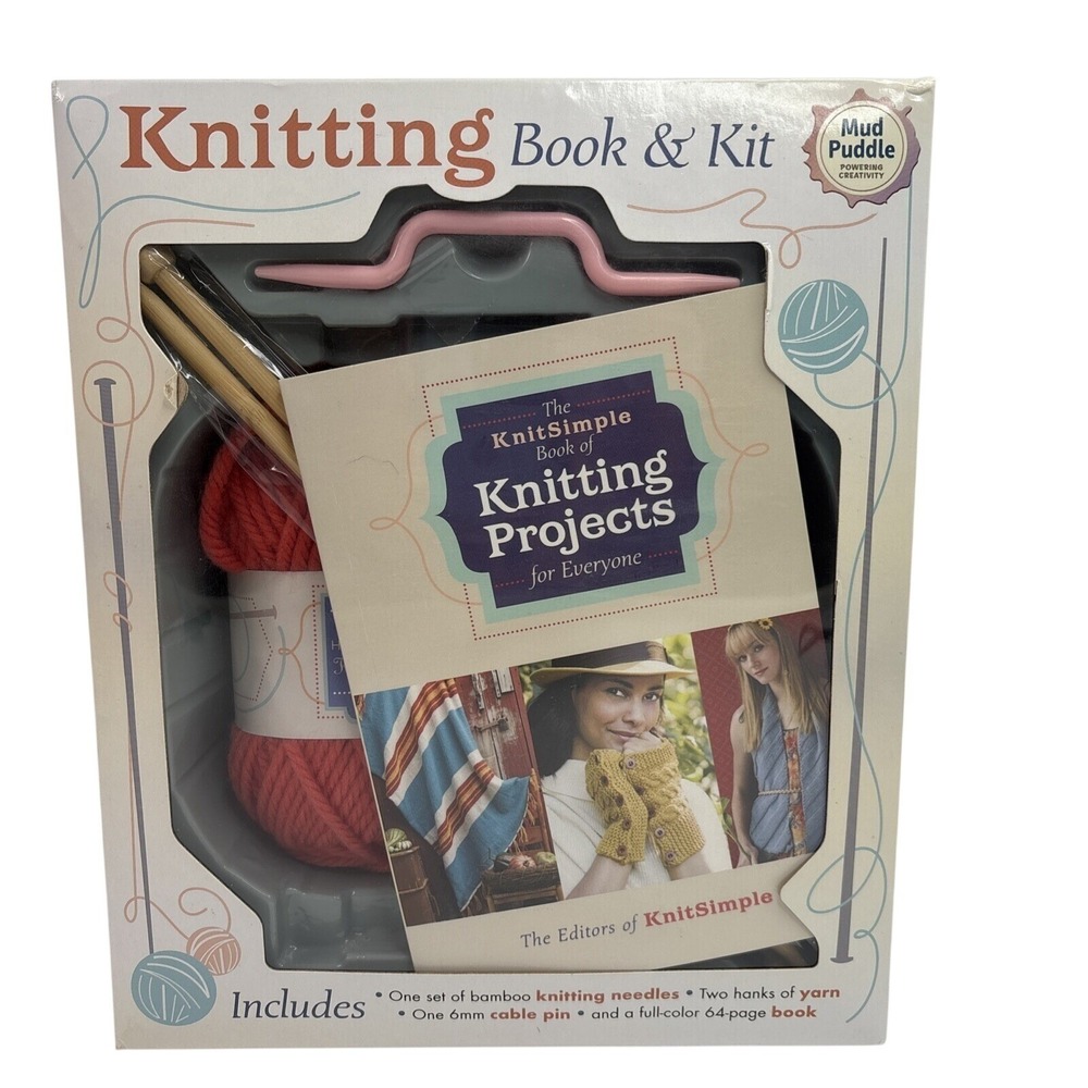 Mud Puddle Inc Knitting Book and Kit KnitSimple Projects Bamboo Needles Yarn